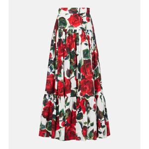돌체앤가바나 플로럴 티어드 코튼 맥시 스커트 P01008537