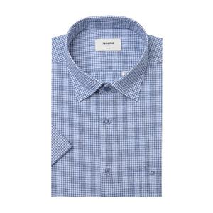 [레노마(셔츠)]린넨혼방 서커체크  일반핏 반팔셔츠  RPUSG1239BU