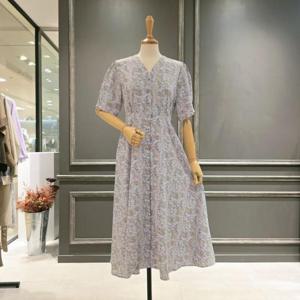 [아니베에프]A54WOP500_브이넥 패턴 원피스