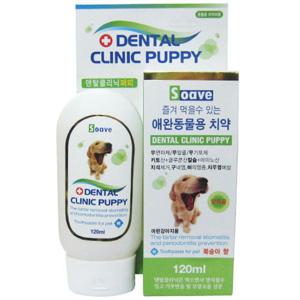 쏘아베 덴탈클리닉 퍼피 120ml(먹는치약-복숭아향) 반려견치약 애견치약 강아지구강 애견칫솔세트 개구강