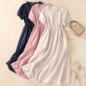 로젠 린넨 레이스 반팔원피스_BJ3OP008