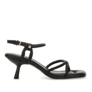 아쉬 블랙 브레이디드 앵클 스틸레토 샌들 JESSBIS02 BLACK