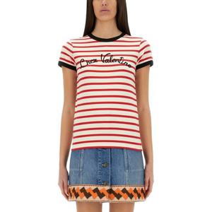 발렌티노 타이니 핏 스트라이프 코튼 티셔츠 6B3MG24P961 AS0