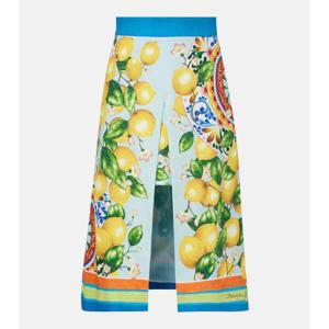 돌체앤가바나 레이어드 프린트 코튼 블렌드 미디 스커트  P01061375