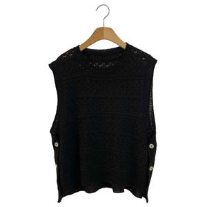 샵앤) 국산 여성 라운드넥 스카시 옆단추 펀칭 레이어드 니트 조끼 JLE-WVS-4429-블랙