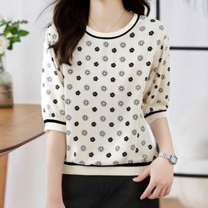 동글 꽃 라운드 반팔 블라우스_BJ2BL008