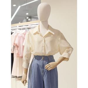 SOUP 숲 오픈 카라 7부 소매 셔츠 (SB5LS80)