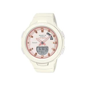 [베이비지]깔끔화이트 블루투스 만보계 여성 유아동 콤비네이션 방수시계 BSA-B100CS-7ADR