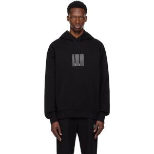 25 FW Hugo 남성 블랙 루즈 핏 스플릿 로고 후드티 252084M202006