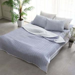 더크린 아리엘 시어서커 누빔이불베개세트 SS블루