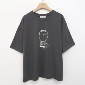 샵앤) 국산 여성 라운드넥 펫보이 여름 반팔 면 티셔츠 FJ-WSH-4596-진그레이