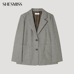 [쉬즈미스] 울 블렌드 하운드 체크 자켓_SWWJKP32050_LW