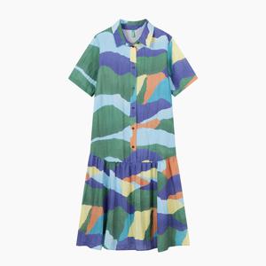 [베네통] 컬러 배색 디테일 셔츠 원피스 BAOP64531