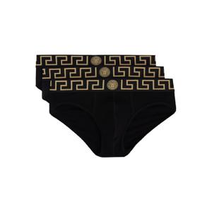 25 FW 베르사체 남성 블랙 그레카 보더 브리프 세트 252404M217006
