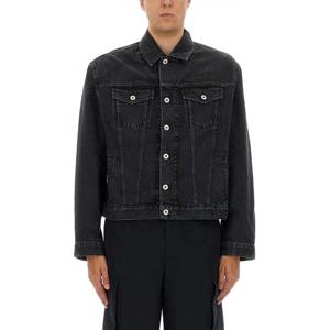 겐조 블랙 데님 자수 플라워 패치 재킷 FF65DV3026C4 BT