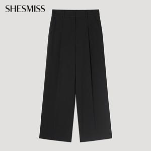 [쉬즈미스] 핀턱 히든 와이드 팬츠_SWWSLP32100_BK