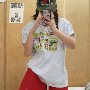 나야홍 / 빅사이즈 506 스퀘어프린팅반팔티셔츠 DGBU744