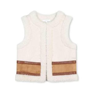 CHLOE KIDS White Sleeveless Vest with Logo Lettering in Shearling Girl C20361324