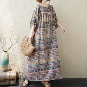 보헨 프린트 루즈핏 롱원피스_BJ2OP029