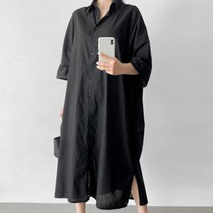 나야홍 / 빅사이즈 506 고트단추카라롱원피스 DGLU783