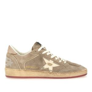 골든구스 베이지 스웨이드 스타 로고 로우탑 스니커즈 GWF00327
