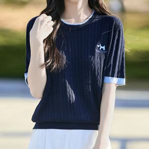 배색 꽈배기 반팔니트_BJ2LK057