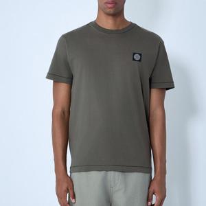 25 FW 스톤 아일랜드 콤파스 로고 패치 코튼 크루넥 반팔 티셔츠 카키 2100027 S0013 V0054