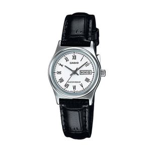 카시오 LTP-V006L-7B 여성 라운드 아날로그 가죽 손목 시계