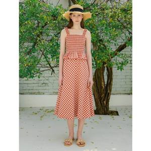 [올리브데올리브] OW5MO610 체크 스모킹 슬리브리스 원피스