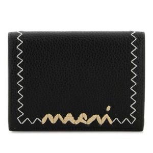 마르니 블랙 레더 스티치 디테일 지갑 PFMO0105U1P6533 00N99