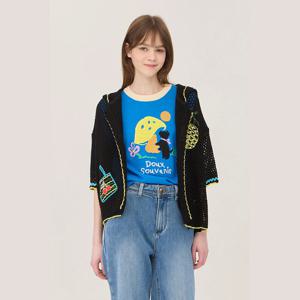 [베네통] 메쉬 배색 라인 니트 가디건 BAKC57531