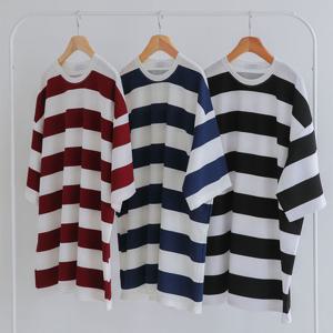 남여공용 단가라 레이어드 반팔 티셔츠 5C-TSH-Q002-네이비