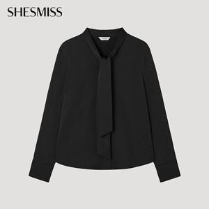 [쉬즈미스] 소프트 새틴 타이 블라우스_SWWBLP32020_BK