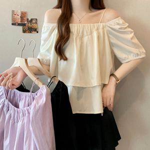 로렌 이중 오프숄더 블라우스_BJ2BL023