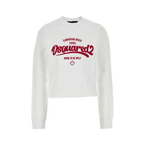 디스퀘어드 여성 화이트 면 크롭 스웨트셔츠 S75GU0600S25030 100