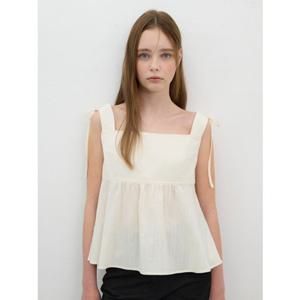 [올리브데올리브] OW5MB550 어깨 리본장식 페플럼 슬리브리스 블라우스