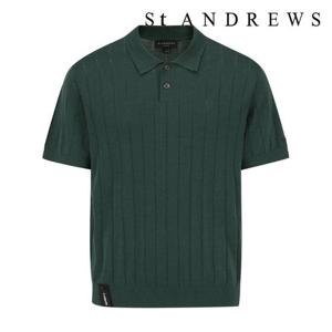 [세인트앤드류스]남성 스트라이프 조직감 칼라 반팔 니트 (811E2SR203GN)