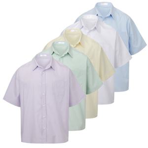 남자 오버핏 파스텔 카라넥 면 반팔 셔츠 RB-SHH-Q025-보라