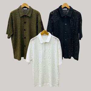 남자 노마드 스카시 코튼 반팔 셔츠 RB-SHH-Q042-아이보리