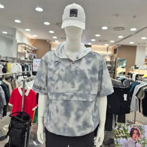 [챌린저]남성 빅로고 프린트 후드 반팔 우븐탑_CHE2MWT5212GY_IC