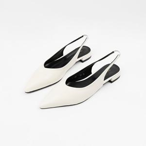 [신난다슈]여성 슬링백 힐 스틸레토 플랫 슬링백 구두 펌프스 발편한 LO251147 아이보리