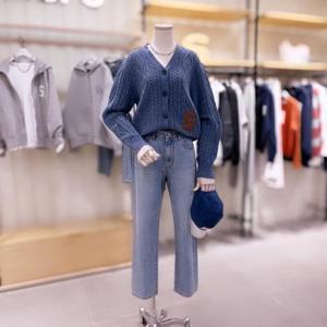 [시에로]  SJ3KTF455_S가죽 패치 꽈배기 니트 가디건