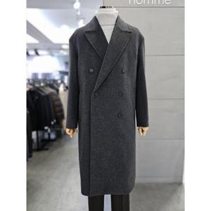바쏘옴므 세이브존03 바쏘옴므 남자 겨울 차콜 울  오버핏 더블 코트 WSAGY4CD31A