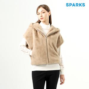 [스팍스]여성 후드 페이크퍼 오버핏 스트링 베스트 HN4LWV025