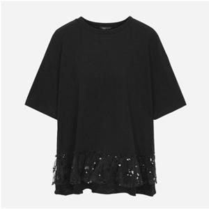 [써스데이아일랜드](T256MTS134W)스팽글 패치 오버사이즈 티셔츠