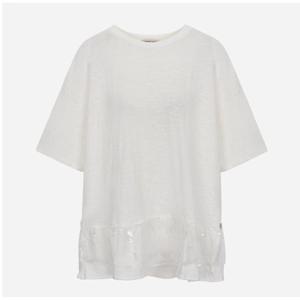 [써스데이아일랜드](T256MTS133W)스팽글 패치 오버사이즈 티셔츠