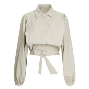 샵앤) 여성 카라넥 퍼프 가오리 밑단리본 루즈핏 블라우스 EGG-WBL-20773-베이지