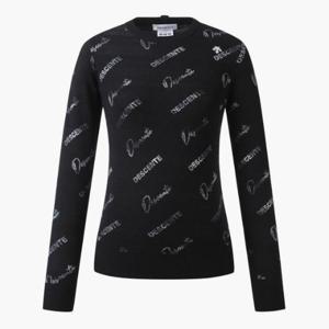 데상트골프웨어 JQS DP31WFKP94-BLKG 여성 로고 자가드 패턴 스웨터 / BLACK