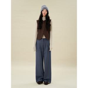 [빈폴레이디스]울 혼방 턱 와이드 팬츠 블루 (BF4Y21C02P)