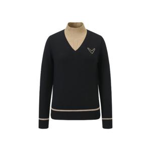 M 캘러웨이골프긴팔티 PQC CWSO24F402_BK 여성 가을 레이어드 넥 긴팔 풀오버